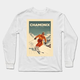 Affiche Chamonix - France - Mont-blanc illustration Long Sleeve T-Shirt